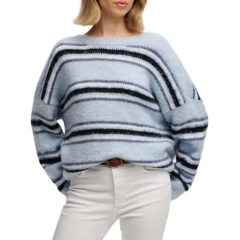 SUPERDRY SLOUCHY BRUSHED STRIPE KNIT ΜΠΛΟΥΖΑ ΠΛΕΚΤΗ ΓΥΝΑΙΚΕΙΑ CIEL