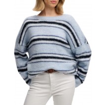 SUPERDRY SLOUCHY BRUSHED STRIPE KNIT ΜΠΛΟΥΖΑ ΠΛΕΚΤΗ ΓΥΝΑΙΚΕΙΑ CIEL