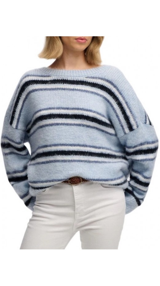 SUPERDRY SLOUCHY BRUSHED STRIPE KNIT ΜΠΛΟΥΖΑ ΠΛΕΚΤΗ ΓΥΝΑΙΚΕΙΑ CIEL