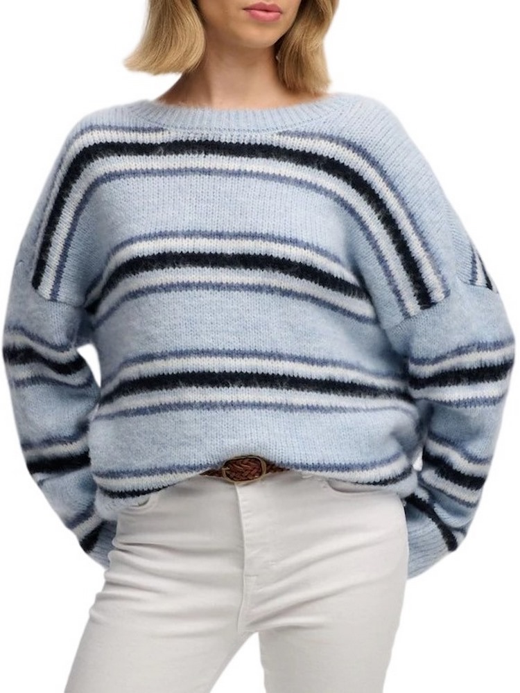 SUPERDRY SLOUCHY BRUSHED STRIPE KNIT ΜΠΛΟΥΖΑ ΠΛΕΚΤΗ ΓΥΝΑΙΚΕΙΑ CIEL