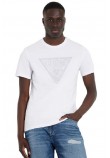 GUESS SHINY GEL TRIANGLE T-SHIRT ΜΠΛΟΥΖΑ ΑΝΔΡΙΚΗ WHITE