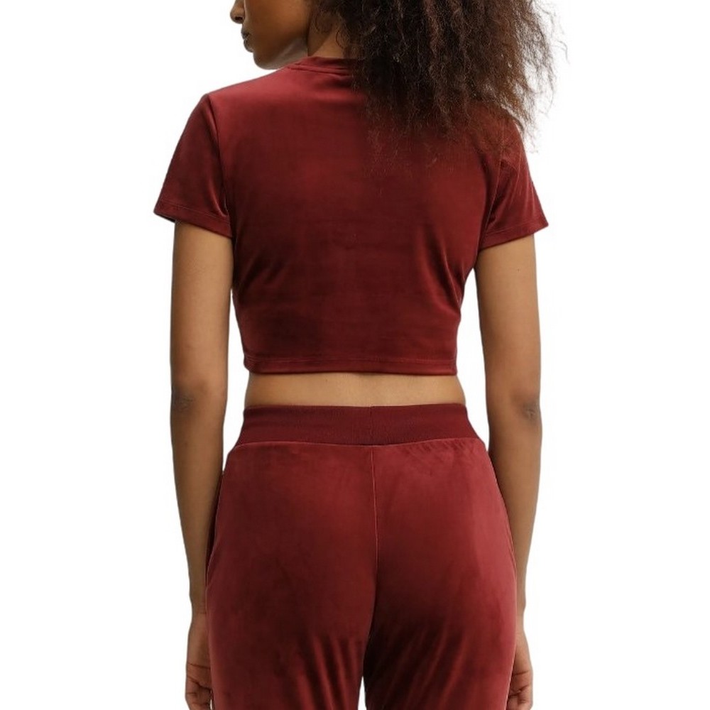 GUESS COUTURE CROP T-SHIRT ΜΠΛΟΥΖΑ ΓΥΝΑΙΚΕΙΑ BURGUNDY