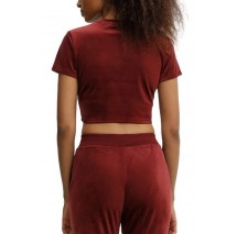 GUESS COUTURE CROP T-SHIRT ΜΠΛΟΥΖΑ ΓΥΝΑΙΚΕΙΑ BURGUNDY