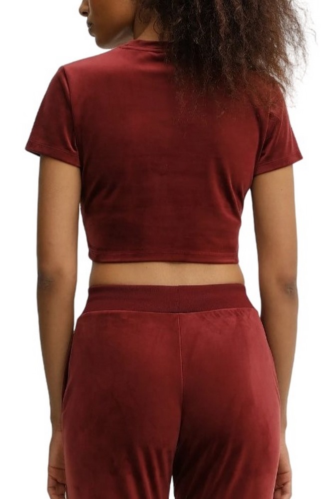 GUESS COUTURE CROP T-SHIRT ΜΠΛΟΥΖΑ ΓΥΝΑΙΚΕΙΑ BURGUNDY