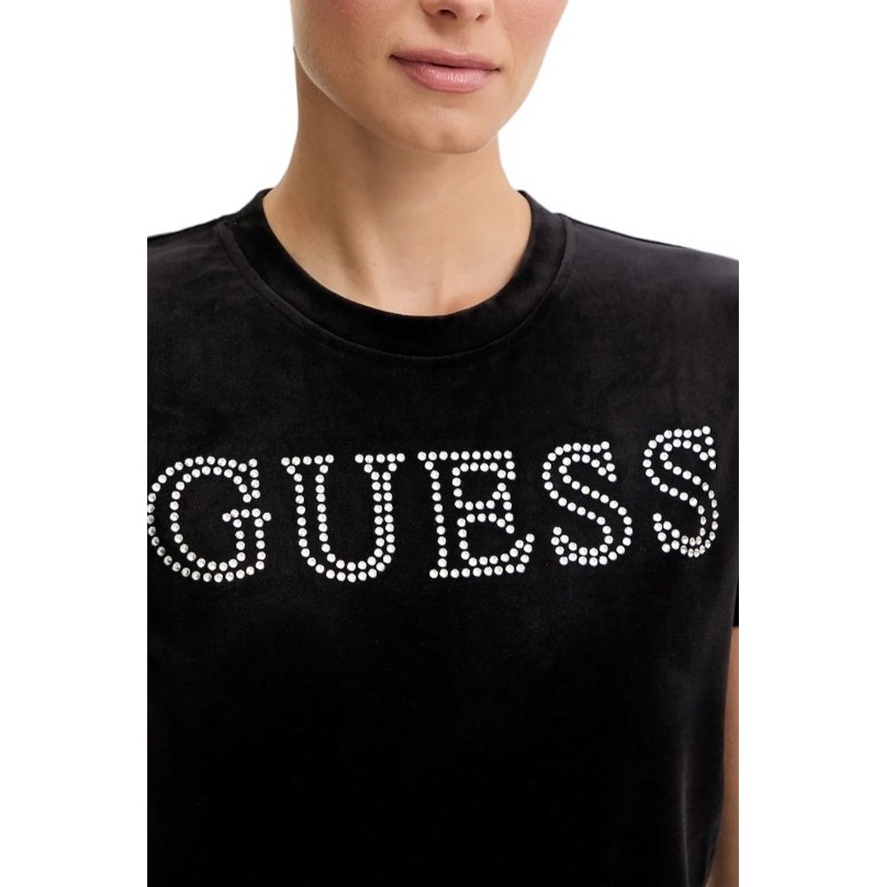 GUESS COUTURE CROP T-SHIRT ΜΠΛΟΥΖΑ ΓΥΝΑΙΚΕΙΑ BLACK