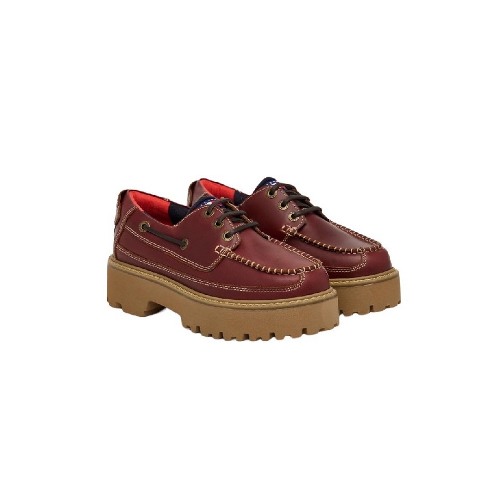 TOMMY JEANS ARCHIVE 01 BOAT SHOE LEATHER ΠΑΠΟΥΤΣΙ ΓΥΝΑΙΚΕΙΟ DARK BROWN