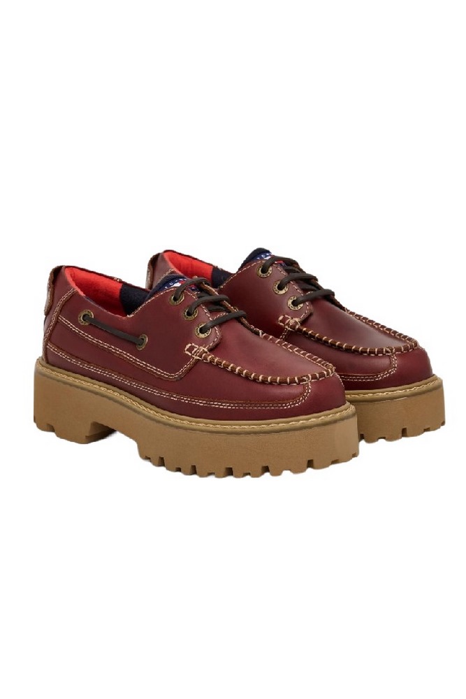 TOMMY JEANS ARCHIVE 01 BOAT SHOE LEATHER ΠΑΠΟΥΤΣΙ ΓΥΝΑΙΚΕΙΟ DARK BROWN
