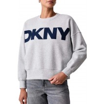 DKNY FLOCKED VARSITY LOGO SWEATSHIRT ΜΠΛΟΥΖΑ ΦΟΥΤΕΡ ΓΥΝΑΙΚΕΙΑ GREY