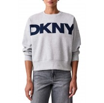 DKNY FLOCKED VARSITY LOGO SWEATSHIRT ΜΠΛΟΥΖΑ ΦΟΥΤΕΡ ΓΥΝΑΙΚΕΙΑ GREY