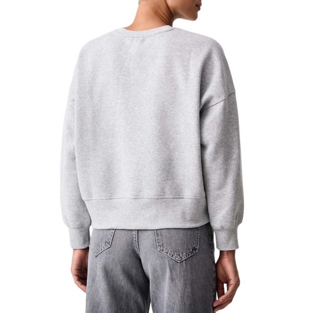 DKNY FLOCKED VARSITY LOGO SWEATSHIRT ΜΠΛΟΥΖΑ ΦΟΥΤΕΡ ΓΥΝΑΙΚΕΙΑ GREY