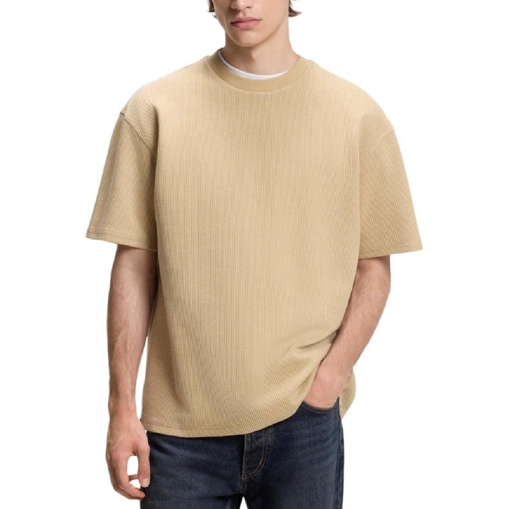 HUGO BOSS NUWAFFLE JERSEY T-SHIRT ΜΠΛΟΥΖΑ ΑΝΔΡΙΚΗ SAND