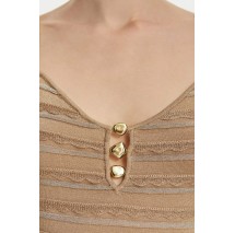 GUESS VN SCALLOP STRIPE EMERI LUR ΤΟΠ ΜΠΛΟΥΖΑ ΓΥΝΑΙΚΕΙΑ GOLD