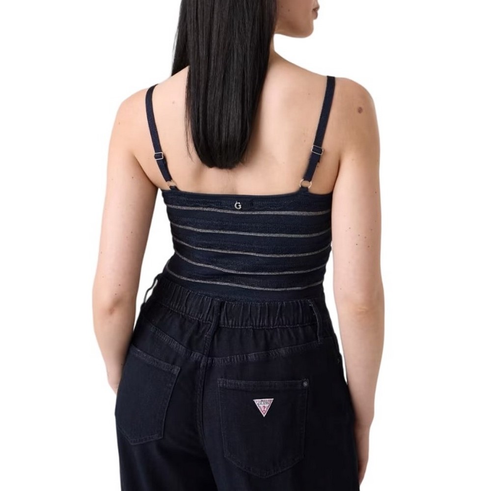 GUESS VN SCALLOP STRIPE EMERI LUR ΤΟΠ ΜΠΛΟΥΖΑ ΓΥΝΑΙΚΕΙΑ NAVY