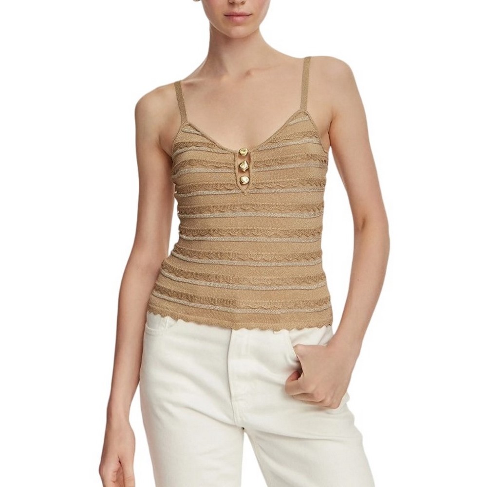 GUESS VN SCALLOP STRIPE EMERI LUR ΤΟΠ ΜΠΛΟΥΖΑ ΓΥΝΑΙΚΕΙΑ GOLD