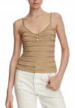 GUESS VN SCALLOP STRIPE EMERI LUR ΤΟΠ ΜΠΛΟΥΖΑ ΓΥΝΑΙΚΕΙΑ GOLD