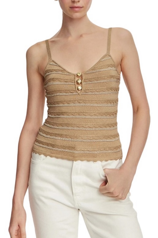 GUESS VN SCALLOP STRIPE EMERI LUR ΤΟΠ ΜΠΛΟΥΖΑ ΓΥΝΑΙΚΕΙΑ GOLD