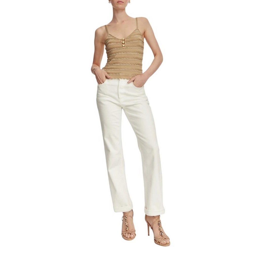 GUESS VN SCALLOP STRIPE EMERI LUR ΤΟΠ ΜΠΛΟΥΖΑ ΓΥΝΑΙΚΕΙΑ GOLD