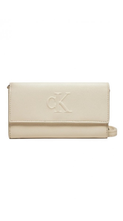 CALVIN KLEIN JEANS SCULPTED LONG FOLD STRAP DEBOSS ΠΟΡΤΟΦΟΛΙ ΓΥΝΑΙΚΕΙΟ ECRU