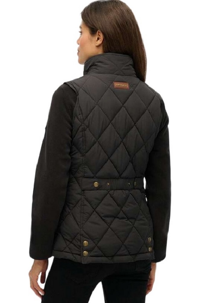 SUPERDRY D3 OVIN CORD TRIMMED LINER GILET ΜΠΟΥΦΑΝ ΓΥΝΑΙΚΕΙΟ BLACK