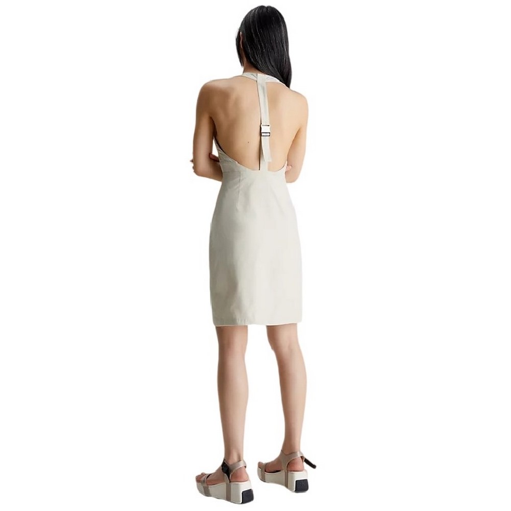 CALVIN KLEIN JEANS OPEN BACK STRAP UTILITY DRESS ΦΟΡΕΜΑ ΓΥΝΑΙΚΕΙΟ BEIGE