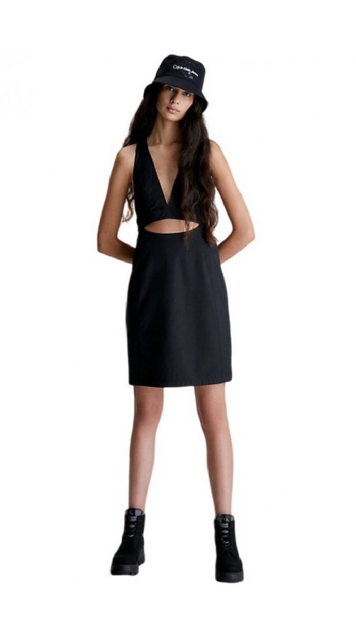 CALVIN KLEIN JEANS OPEN BACK STRAP UTILITY DRESS ΦΟΡΕΜΑ ΓΥΝΑΙΚΕΙΟ BLACK