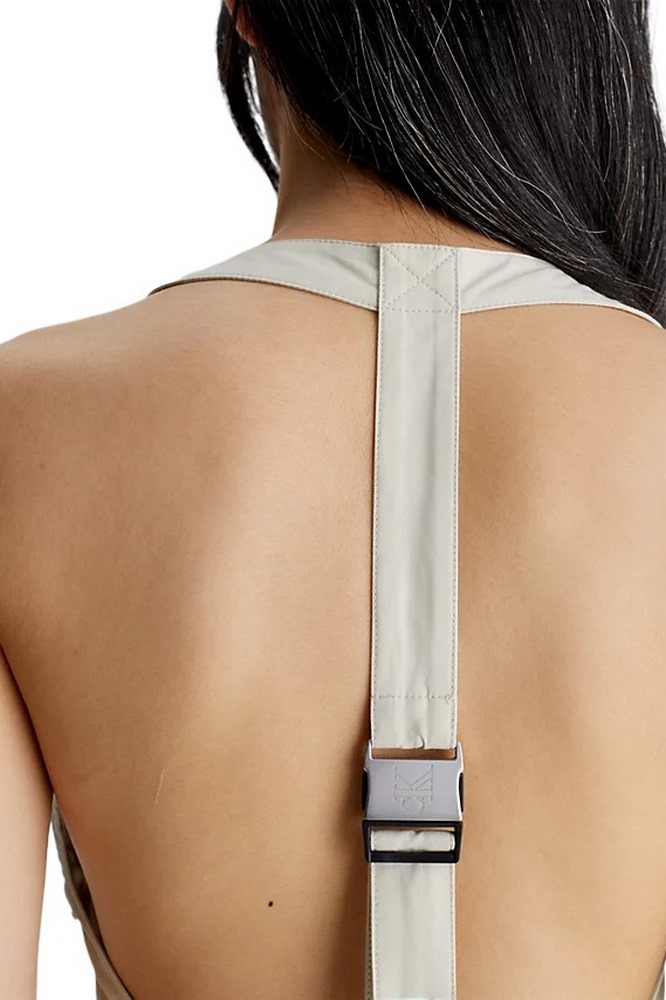 CALVIN KLEIN JEANS OPEN BACK STRAP UTILITY DRESS ΦΟΡΕΜΑ ΓΥΝΑΙΚΕΙΟ BEIGE