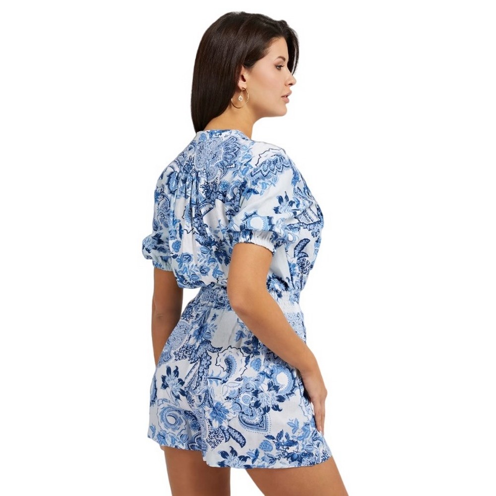 GUESS ZAREN LINEN ROMPER ΟΛΟΣΩΜΗ ΦΟΡΜΑ ΓΥΝΑΙΚΕΙΑ FLORAL