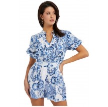 GUESS ZAREN LINEN ROMPER ΟΛΟΣΩΜΗ ΦΟΡΜΑ ΓΥΝΑΙΚΕΙΑ FLORAL