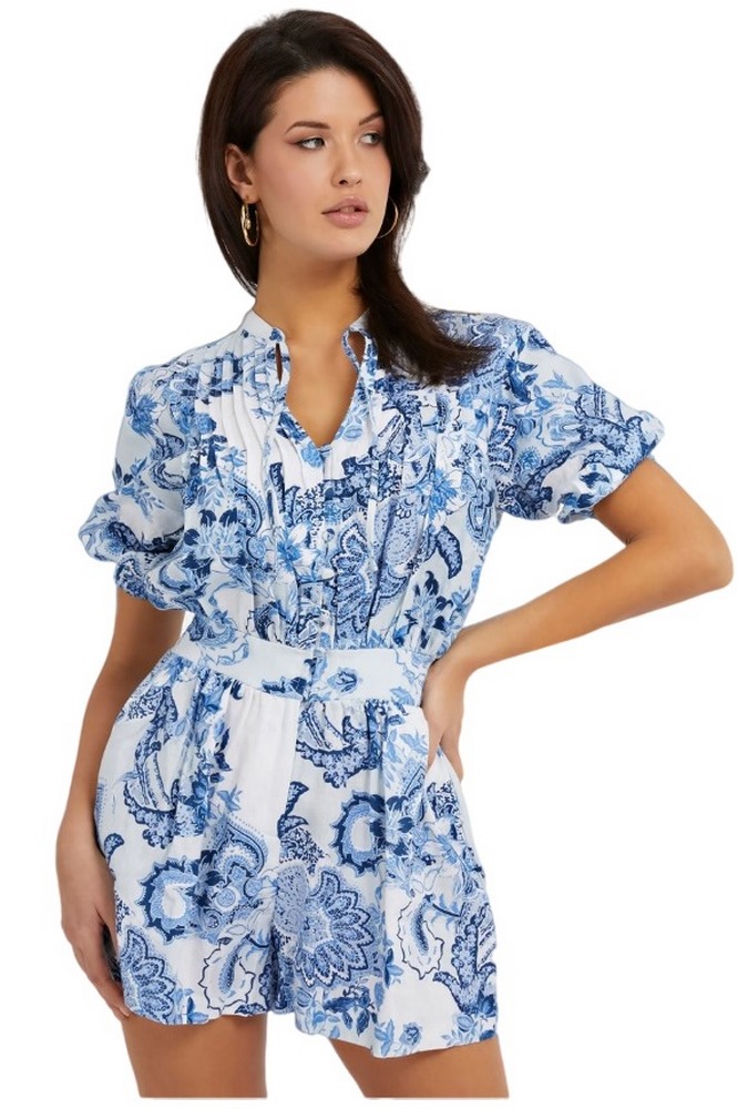 GUESS ZAREN LINEN ROMPER ΟΛΟΣΩΜΗ ΦΟΡΜΑ ΓΥΝΑΙΚΕΙΑ FLORAL