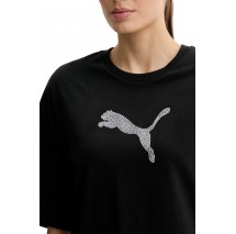 PUMA ESS GRAPHICS LEO LUXE BEDAZZLED OVERSIZED SLIM T-SHIRT ΜΠΛΟΥΖΑ ΓΥΝΑΙΚΕΙΑ BLACK