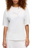 PUMA ESS GRAPHICS LEO LUXE BEDAZZLED OVERSIZED SLIM T-SHIRT ΜΠΛΟΥΖΑ ΓΥΝΑΙΚΕΙΑ WHITE