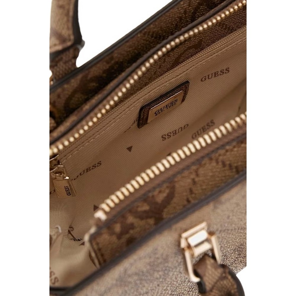 GUESS QUEENSLAND MINI SATCHEL ΤΣΑΝΤΑ ΓΥΝΑΙΚΕΙΑ LATTE