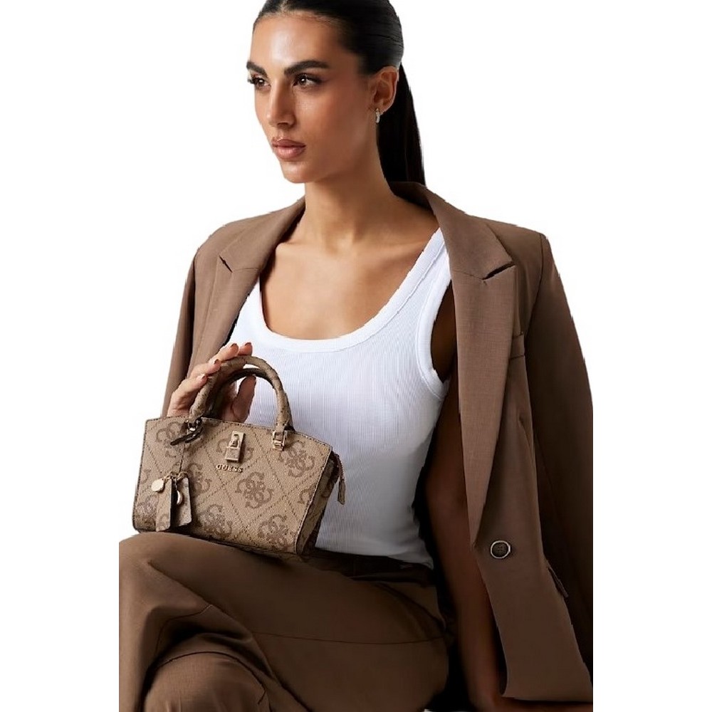GUESS QUEENSLAND MINI SATCHEL ΤΣΑΝΤΑ ΓΥΝΑΙΚΕΙΑ LATTE