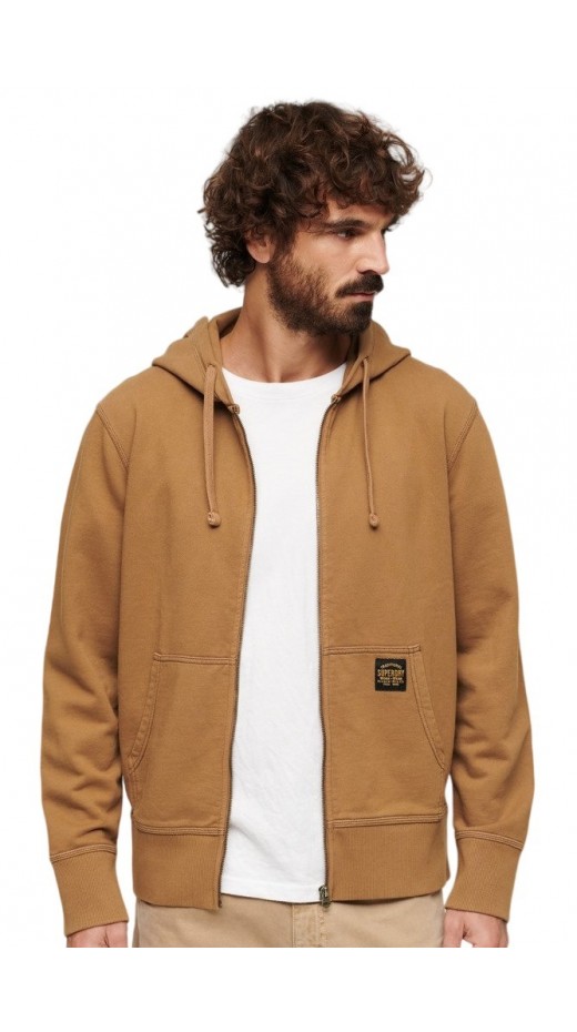 SUPERDRY CONTRAST STITCH ZIP HOOD ΖΑΚΕΤΑ ΦΟΥΤΕΡ ΑΝΔΡΙΚΗ BROWN