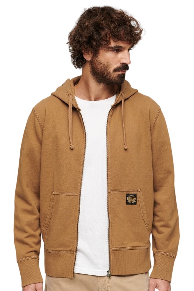 SUPERDRY CONTRAST STITCH ZIP HOOD ΖΑΚΕΤΑ ΦΟΥΤΕΡ ΑΝΔΡΙΚΗ BROWN