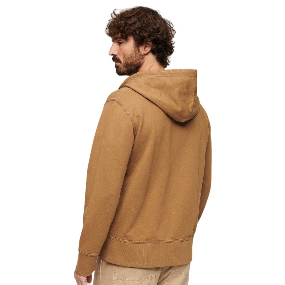 SUPERDRY CONTRAST STITCH ZIP HOOD ΖΑΚΕΤΑ ΦΟΥΤΕΡ ΑΝΔΡΙΚΗ BROWN