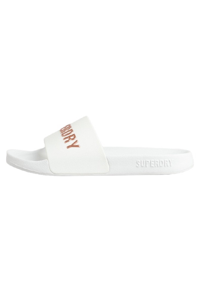 SUPERDRY CODE LOGO VEGAN POOL SLIDE ΠΟΝΤΟΦΛΑ ΓΥΝΑΙΚΕΙΑ WHITE/GOLD