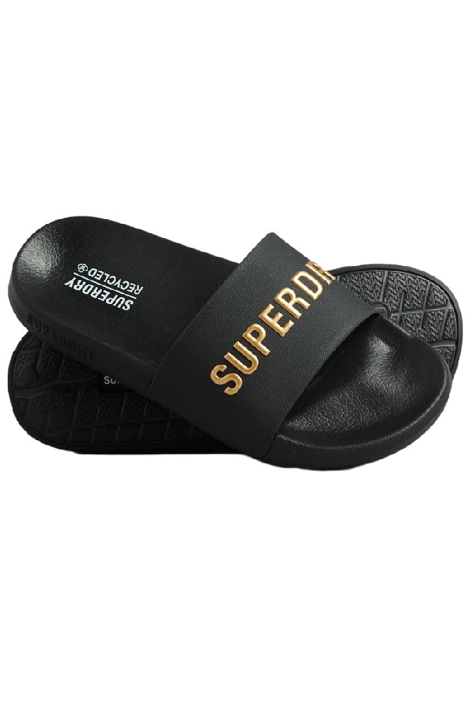 SUPERDRY CODE LOGO VEGAN POOL SLIDE ΠΟΝΤΟΦΛΑ ΓΥΝΑΙΚΕΙΑ BLACK