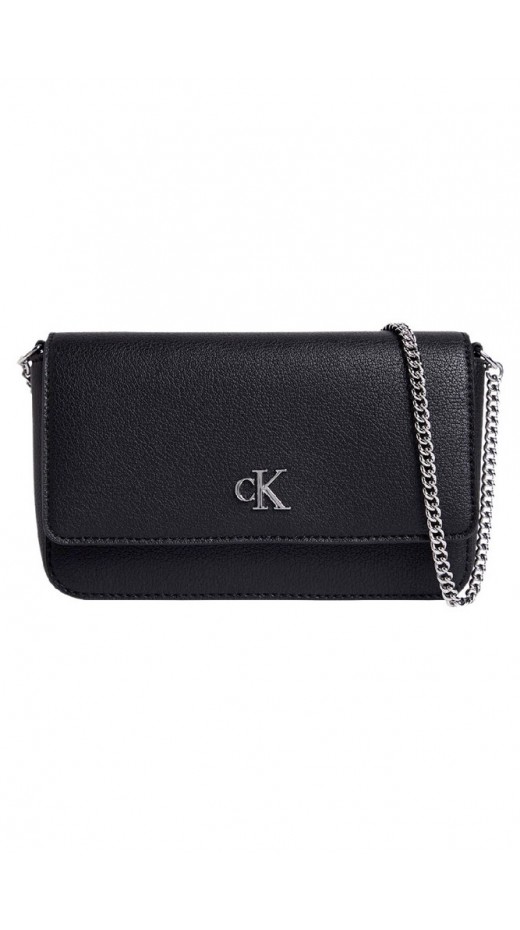 CALVIN KLEIN JEANS MINIMAL MONOGRAM EW FLAP ΤΣΑΝΤΑ ΓΥΝΑΙΚΕΙΑ BLACK/SILVER