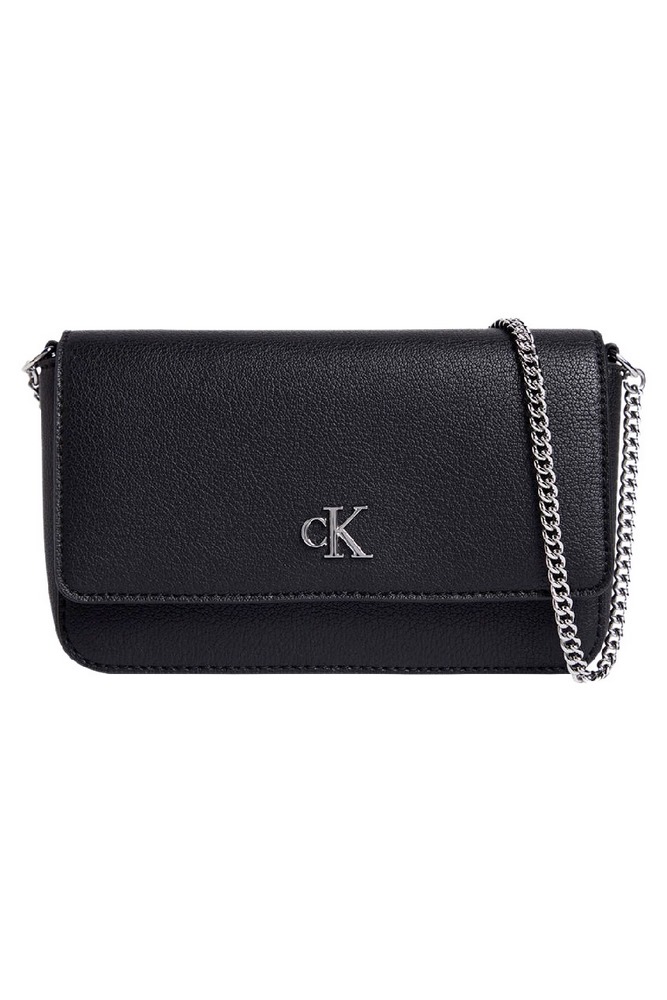 CALVIN KLEIN JEANS MINIMAL MONOGRAM EW FLAP ΤΣΑΝΤΑ ΓΥΝΑΙΚΕΙΑ BLACK/SILVER