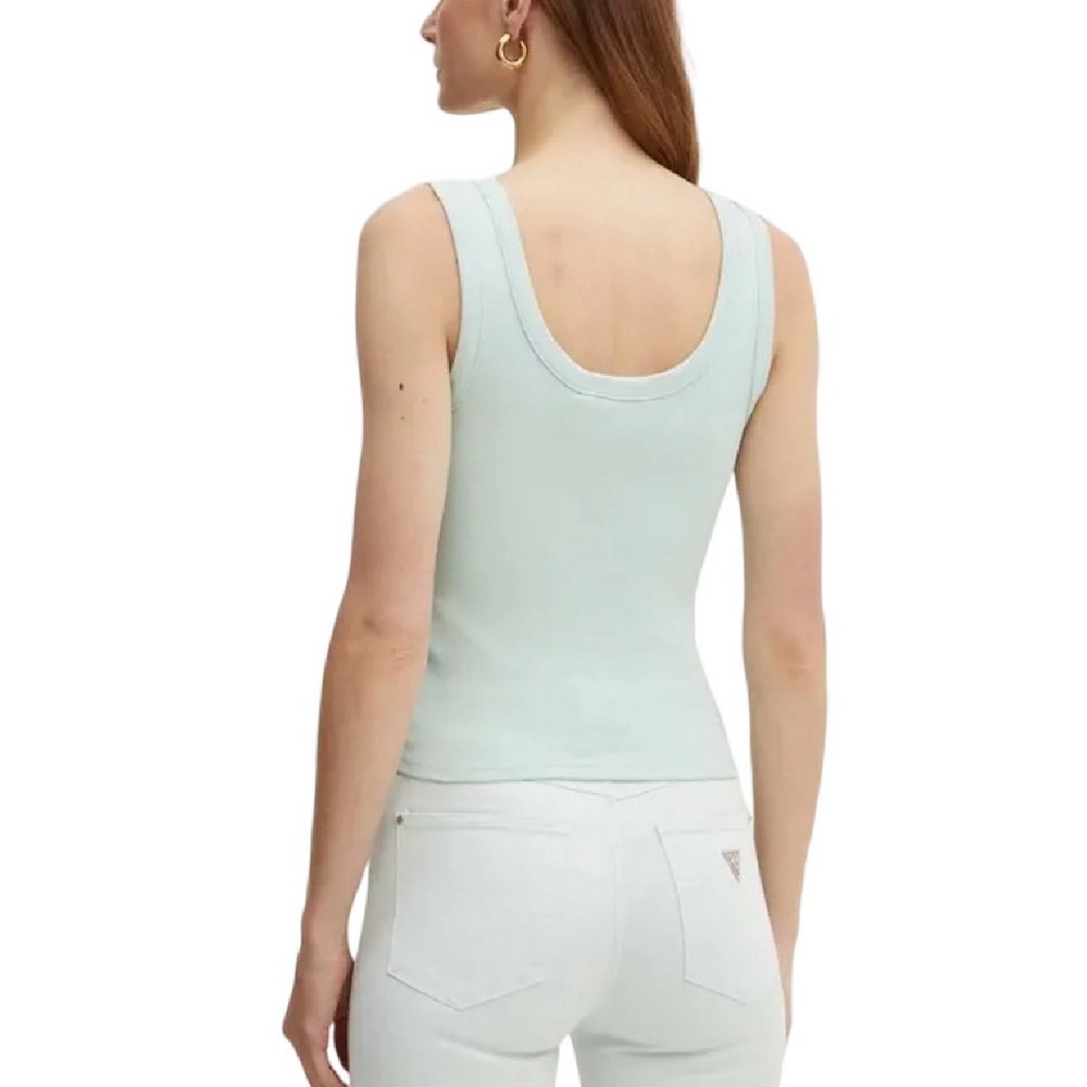 GUESS SL TRIANGLE BLING RIB TANK ΤΟΠ ΜΠΛΟΥΖΑ ΓΥΝΑΙΚΕΙΑ MINT