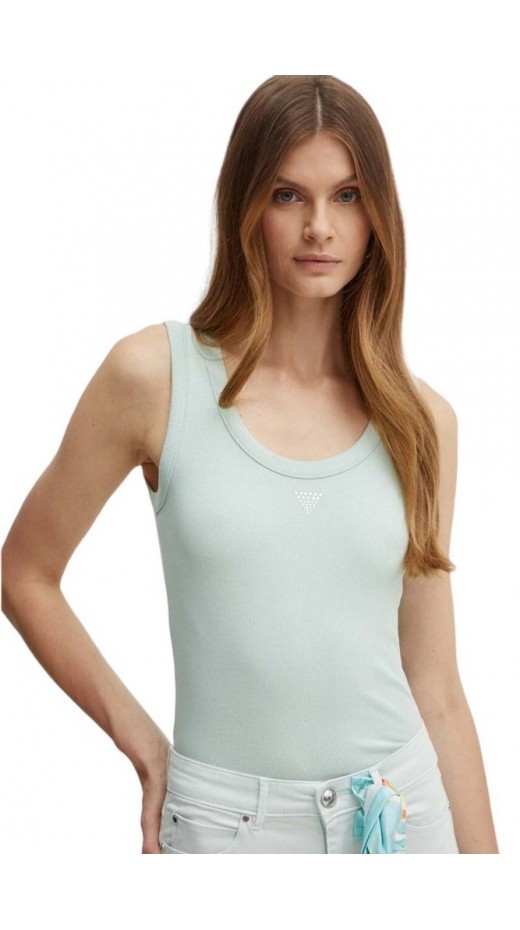 GUESS SL TRIANGLE BLING RIB TANK ΤΟΠ ΜΠΛΟΥΖΑ ΓΥΝΑΙΚΕΙΑ MINT