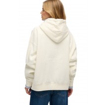 SUPERDRY LUXE CASUAL RELAXED HOOD ΜΠΛΟΥΖΑ ΦΟΥΤΕΡ ΓΥΝΑΙΚΕΙΑ CREAMY WHITE