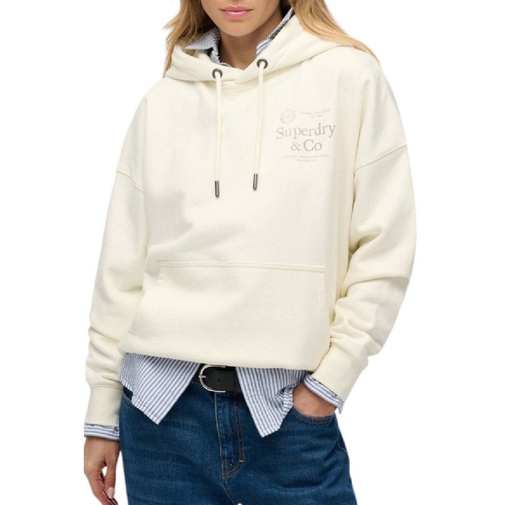 SUPERDRY LUXE CASUAL RELAXED HOOD ΜΠΛΟΥΖΑ ΦΟΥΤΕΡ ΓΥΝΑΙΚΕΙΑ CREAMY WHITE