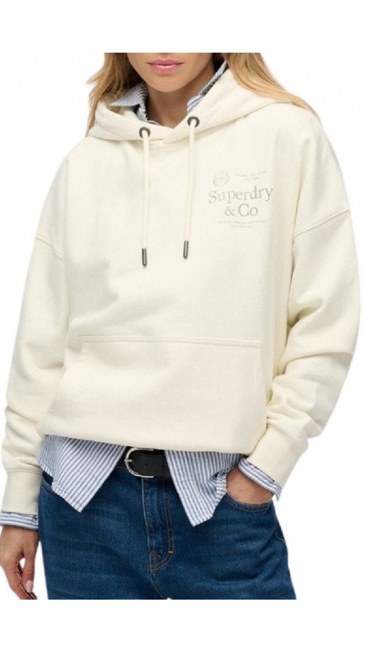 SUPERDRY LUXE CASUAL RELAXED HOOD ΜΠΛΟΥΖΑ ΦΟΥΤΕΡ ΓΥΝΑΙΚΕΙΑ CREAMY WHITE