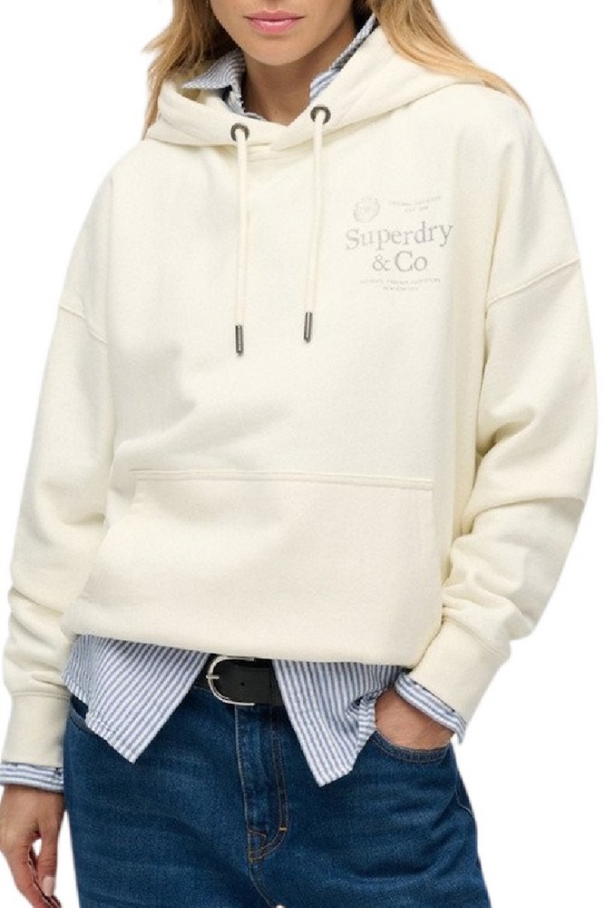 SUPERDRY LUXE CASUAL RELAXED HOOD ΜΠΛΟΥΖΑ ΦΟΥΤΕΡ ΓΥΝΑΙΚΕΙΑ CREAMY WHITE