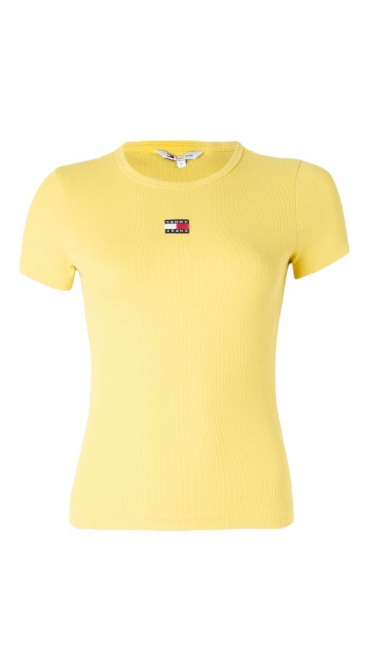 TOMMY JEANS SLIM BADGE RIB TEE T-SHIRT ΜΠΛΟΥΖΑ ΓΥΝΑΙΚΕΙΑ YELLOW
