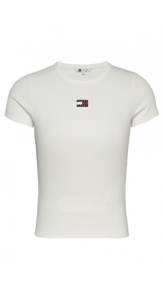 TOMMY JEANS SLIM BADGE RIB TEE T-SHIRT ΜΠΛΟΥΖΑ ΓΥΝΑΙΚΕΙΑ ECRU