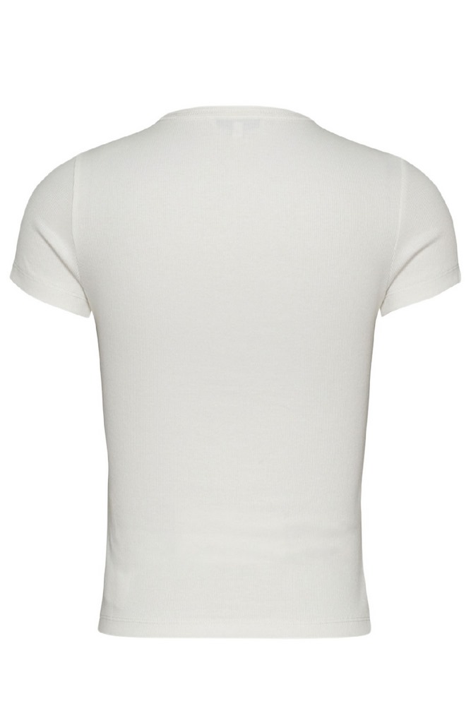 TOMMY JEANS SLIM BADGE RIB TEE T-SHIRT ΜΠΛΟΥΖΑ ΓΥΝΑΙΚΕΙΑ ECRU