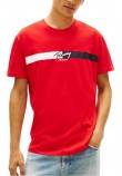 TOMMY JEANS REG SIGNATURE STRIPE T-SHIRT ΜΠΛΟΥΖΑ ΑΝΔΡΙΚΗ RED